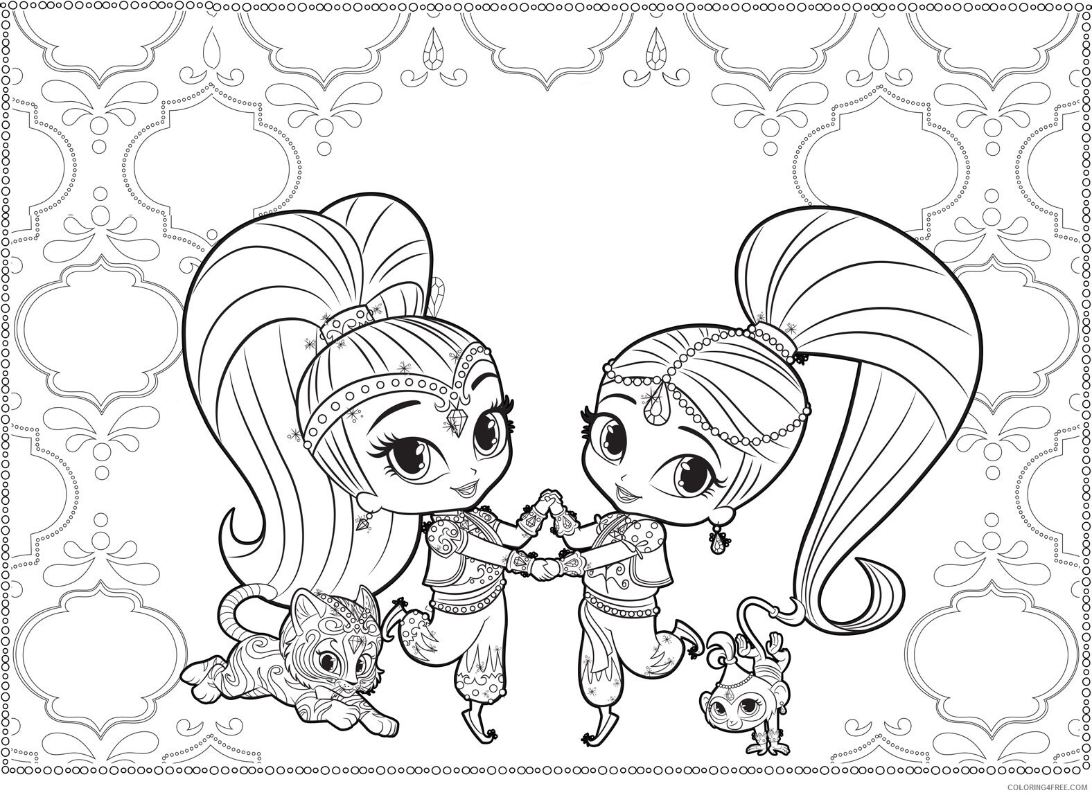 Shimmer and Shine Coloring Pages free shimmer and shine Printable ...