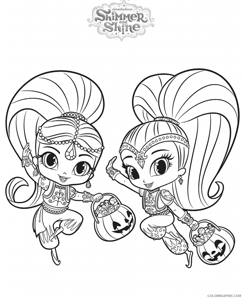 Shimmer and Shine Coloring Pages go trick treating Printable 2021 5368 Coloring4free