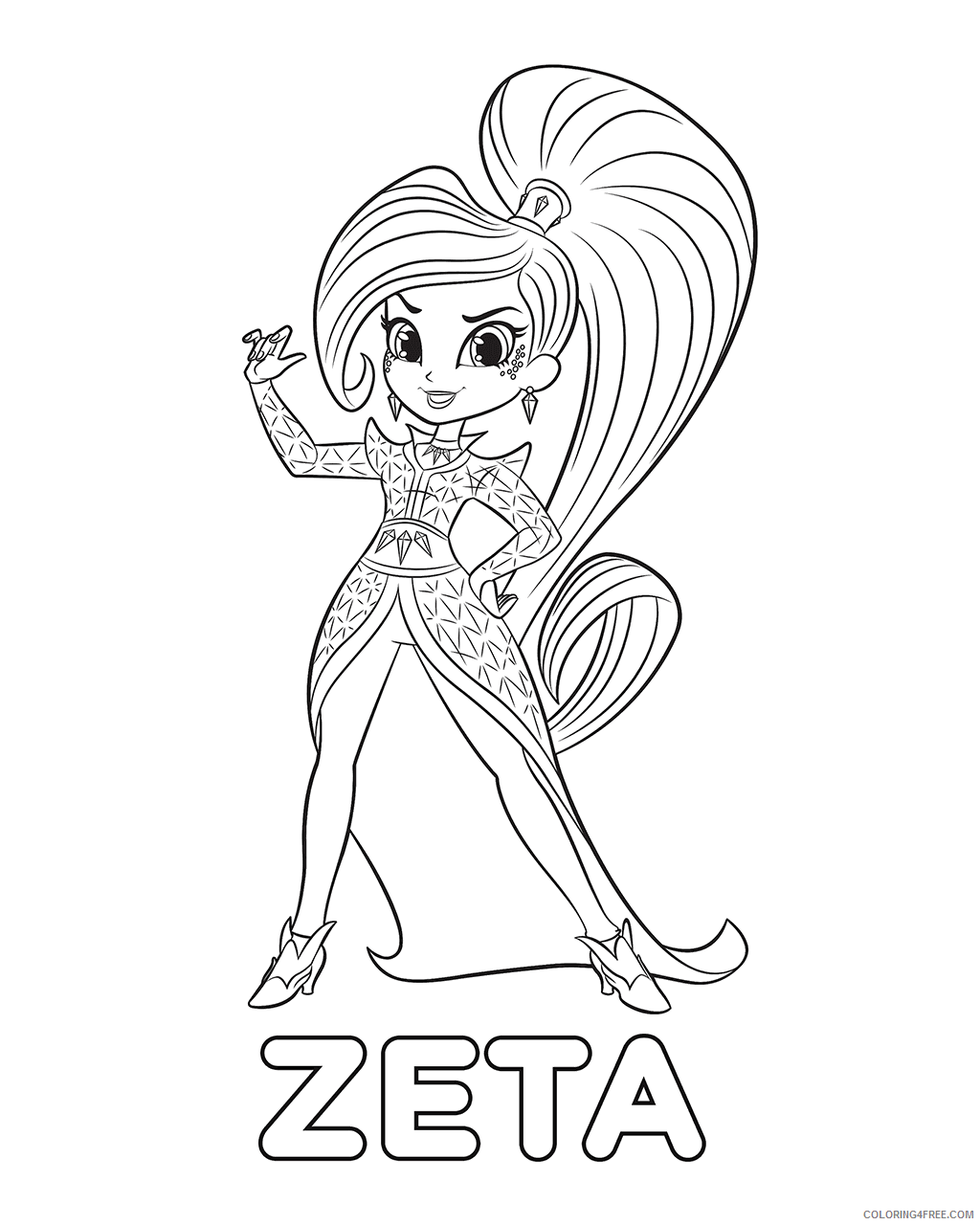 Shimmer and Shine Coloring Pages shimmer and shine zeta Printable 2021 5366 Coloring4free