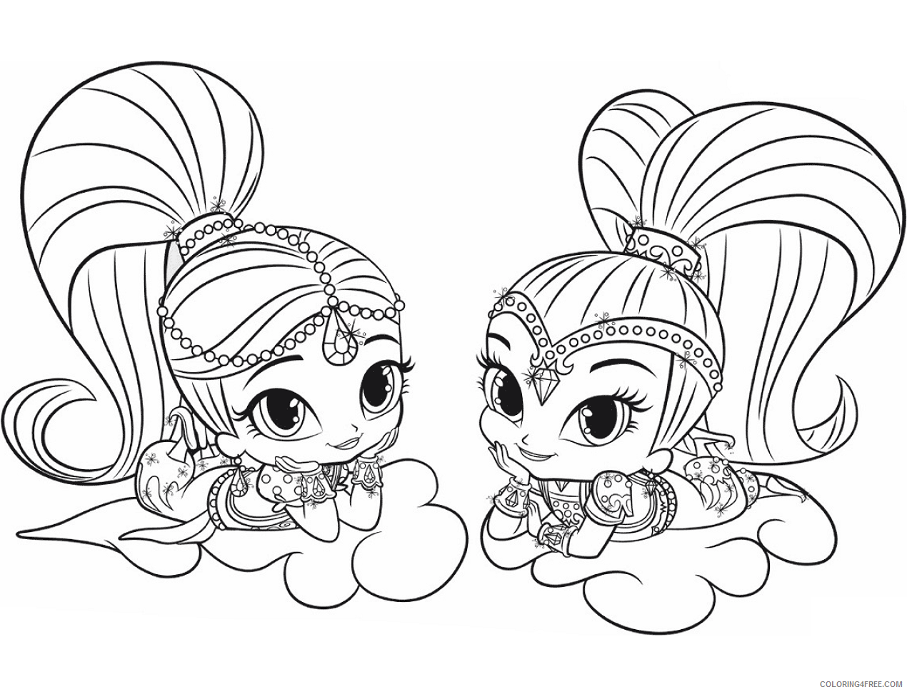 Shimmer and Shine Coloring Pages shimmer_and_shine_on_cloud Printable 2021 5343 Coloring4free