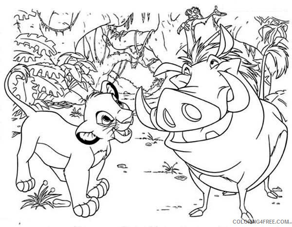 Simba Coloring Pages Simba Having Fun with Timon and Pumbaa Printable 2021 5413 Coloring4free