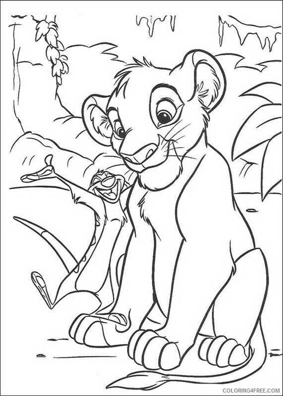 Simba Coloring Pages Simba and Timon Printable 2021 5395 Coloring4free