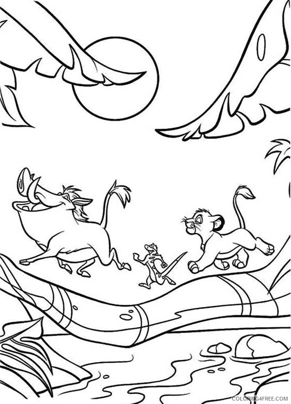 Simba Coloring Pages Simba and Timon and Pumbaa Wander Around the Jungle 2021 Coloring4free