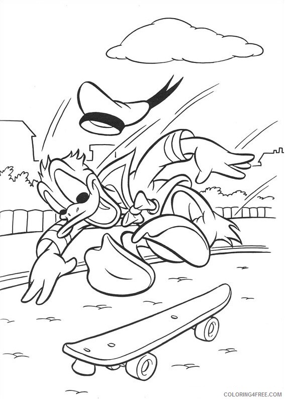 Skateboarding Coloring Pages 1534756643_donald skateboarding a4 Printable 2021 5419 Coloring4free