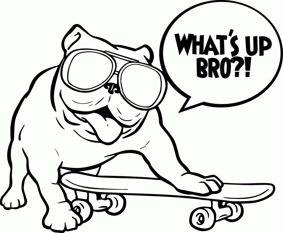 Skateboarding Coloring Pages Cool Skateboarding Bulldog Printable 2021 5422 Coloring4free