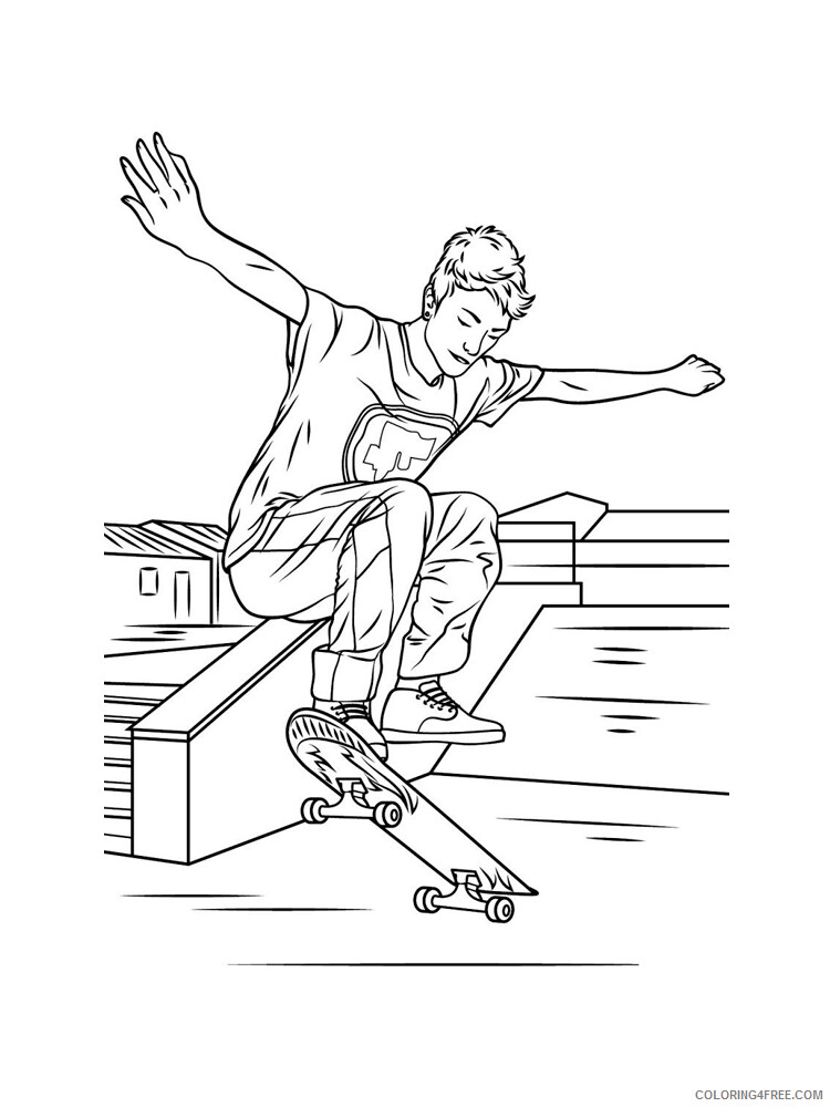 Skateboarding Coloring Pages Skateboard 1 Printable 2021 5429 Coloring4free