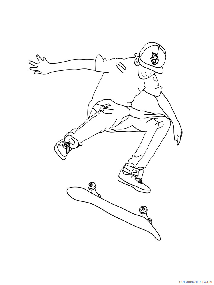 Skateboarding Coloring Pages Skateboard 8 Printable 2021 5443 Coloring4free