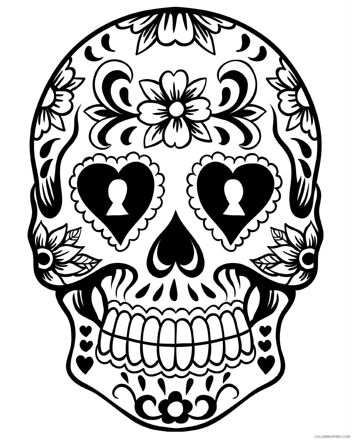 Skull Coloring Pages skull art day of the dead Printable 2021 5455 Coloring4free
