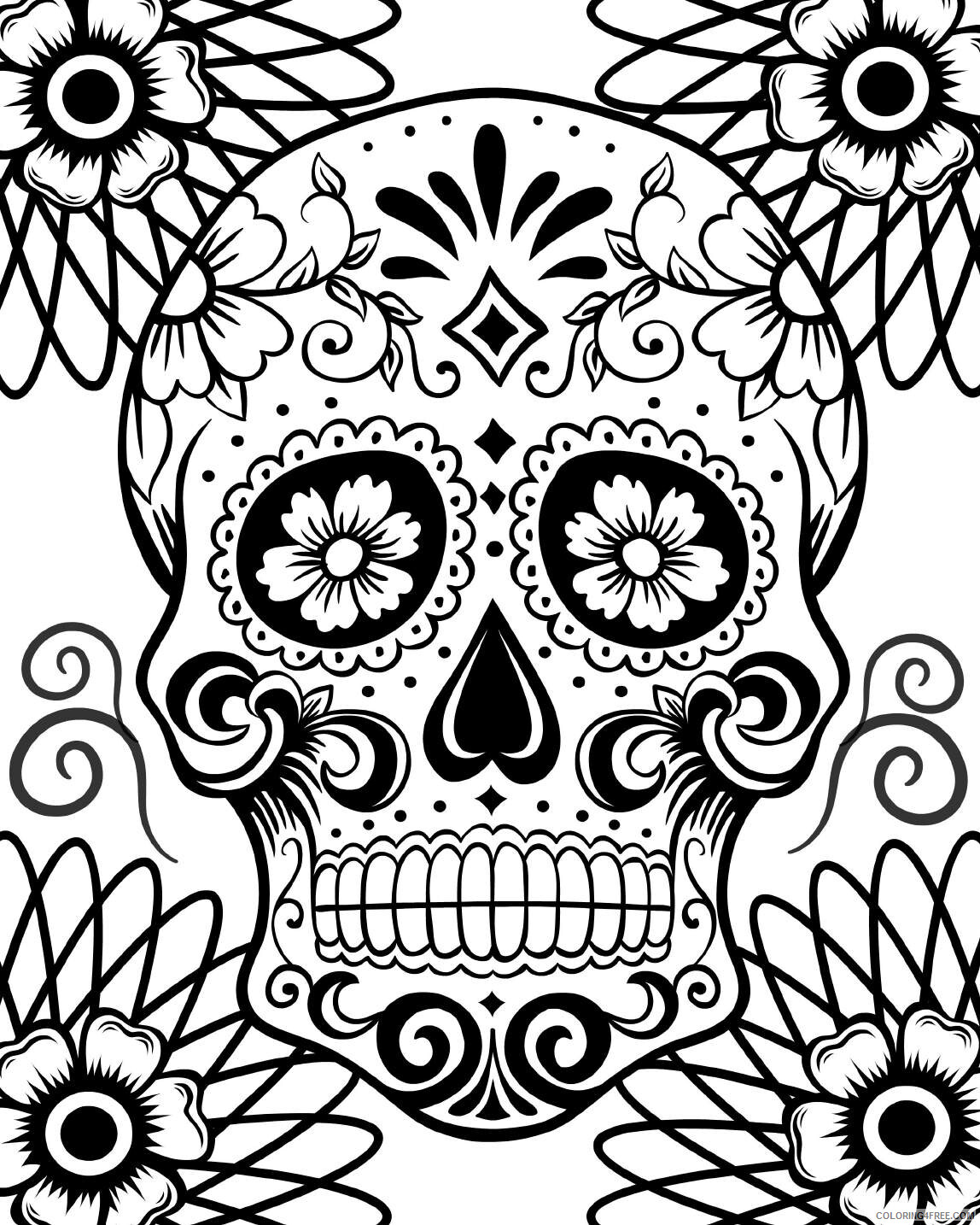 Skull Coloring Pages skulls for day of the dead Printable 2021 5457 Coloring4free