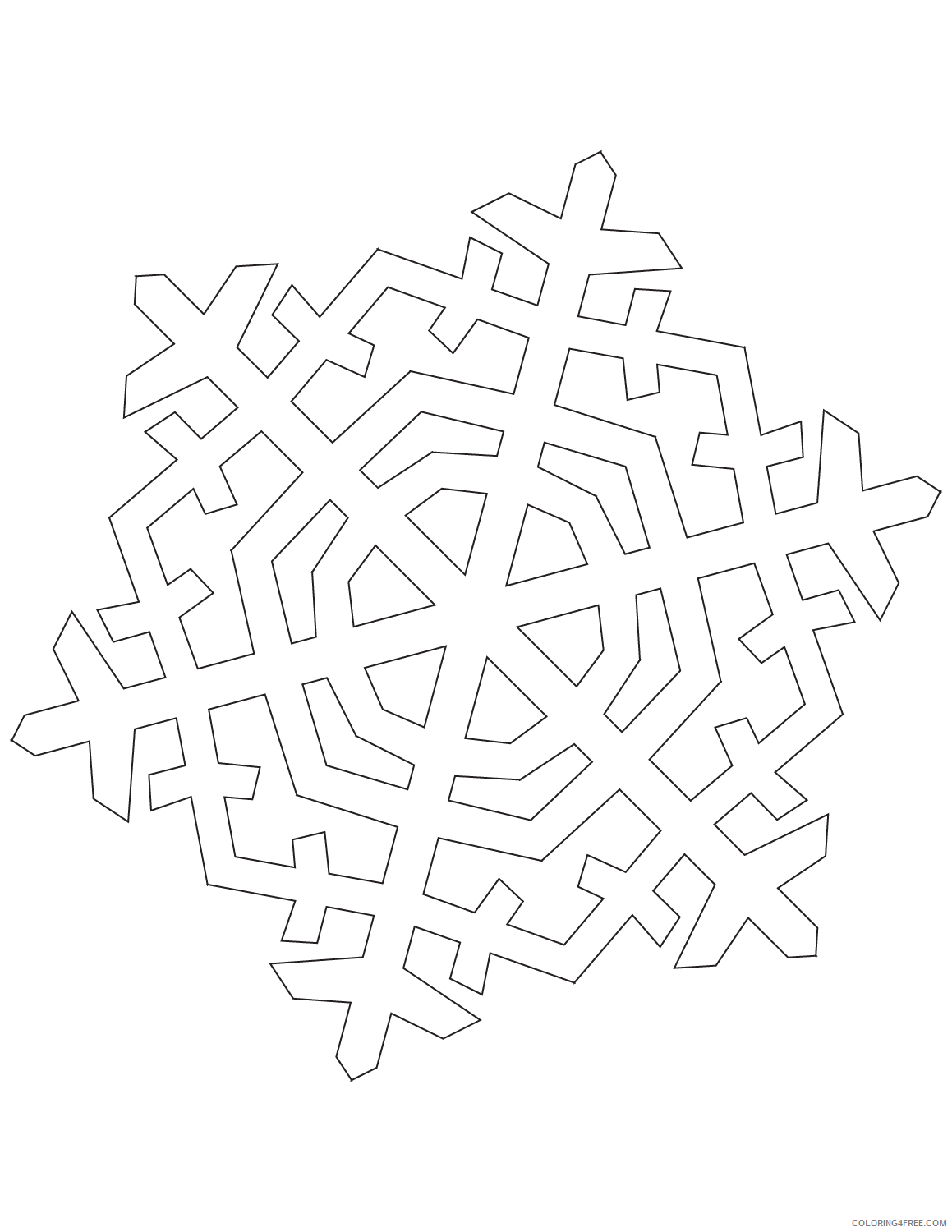 Snowflake Coloring Pages six pointed crystal snowflake Printable 2021 5498 Coloring4free