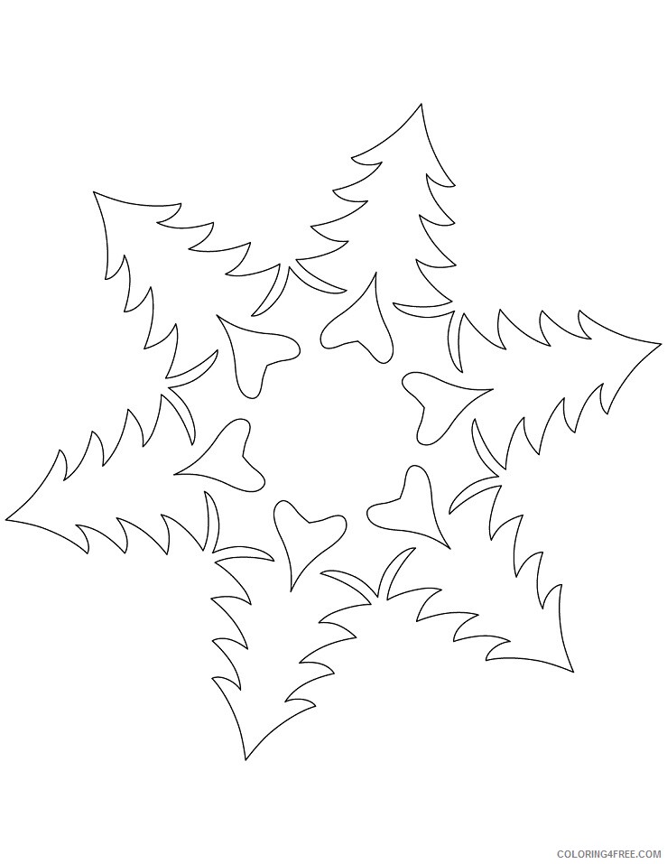 Snowflake Coloring Pages snowflake pattern with christmas trees Printable 2021 5508 Coloring4free
