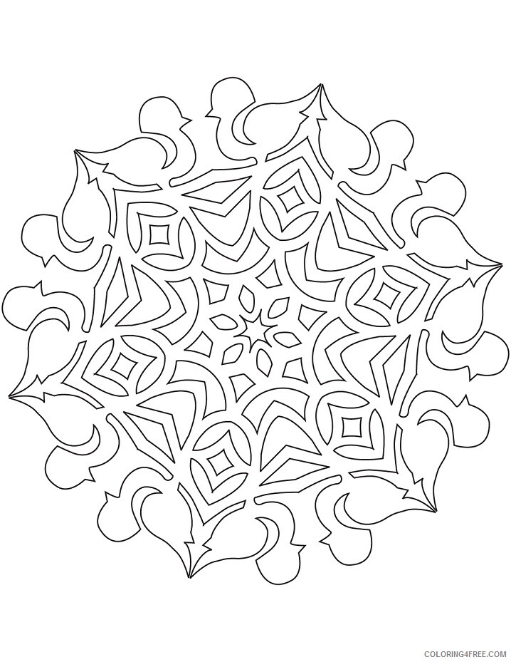 Snowflake Coloring Pages snowflake with bullfinch bird Printable 2021 5524 Coloring4free