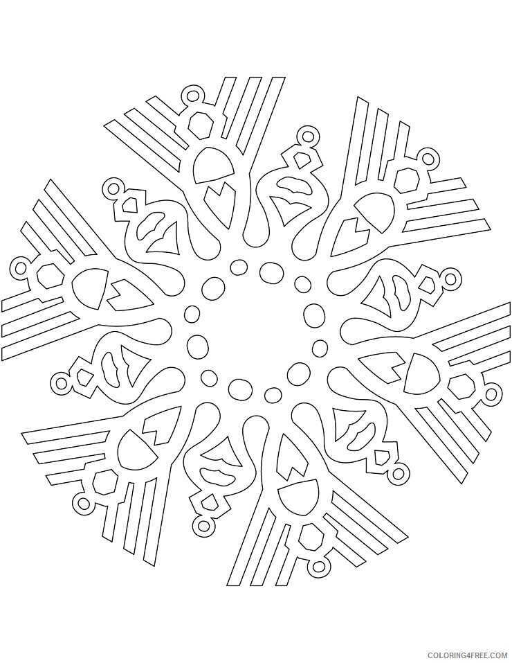 Snowflake Coloring Pages snowflake with christmas ornaments Printable 2021 5528 Coloring4free