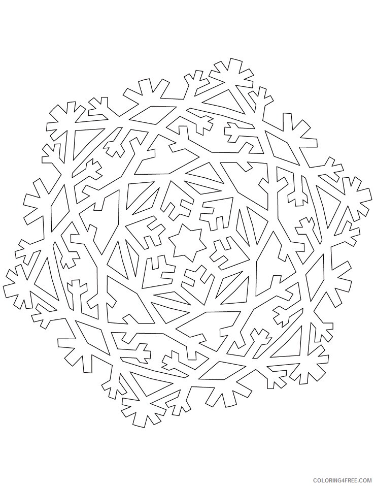 Snowflake Coloring Pages snowflake with many crystals Printable 2021 5532 Coloring4free