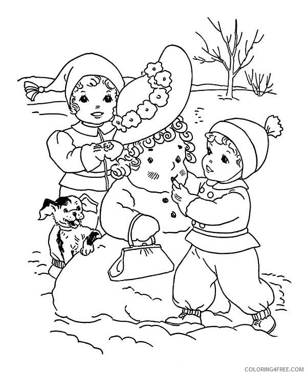 Snowman Coloring Pages Childrens Putting Make Up on Mr Snowman Printable 2021 Coloring4free