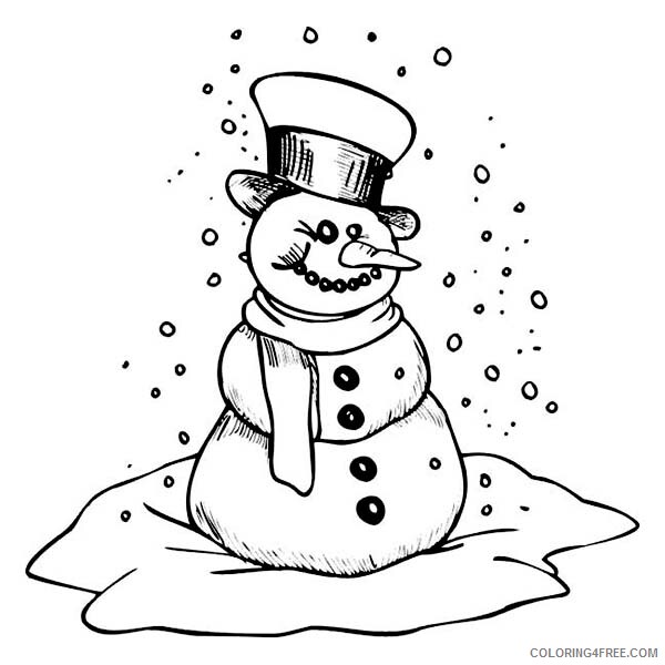 Snowman Coloring Pages Creepy Mr Snowman on Heavy Winter Season Printable 2021 Coloring4free
