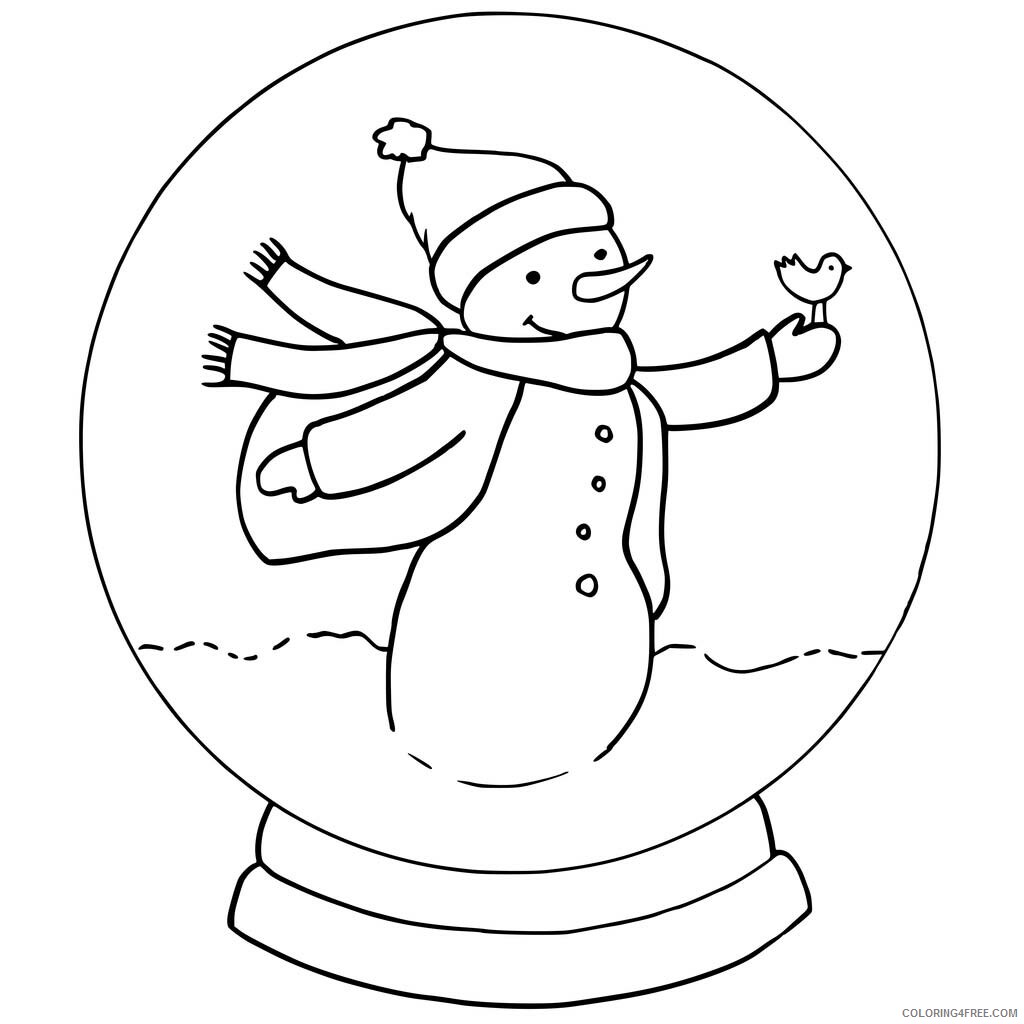 Snowman Coloring Pages Cute Snowman Snowglobe Printable 2021 5552 Coloring4free