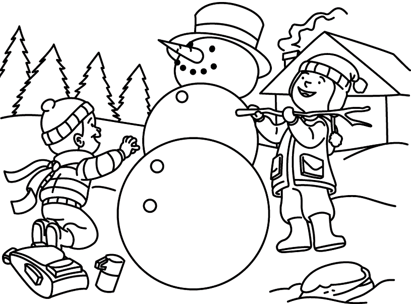 Snowman Coloring Pages Kids Building a Snowman Printable 2021 5567 Coloring4free