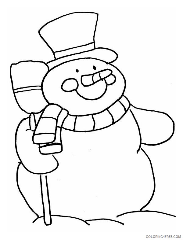 Snowman Coloring Pages Mr Snowman Holding a Broom in Printable 2021 Coloring4free