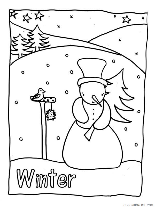 Snowman Coloring Pages Mr Snowman Holding a Pine Tree on Heavy Printable 2021 Coloring4free
