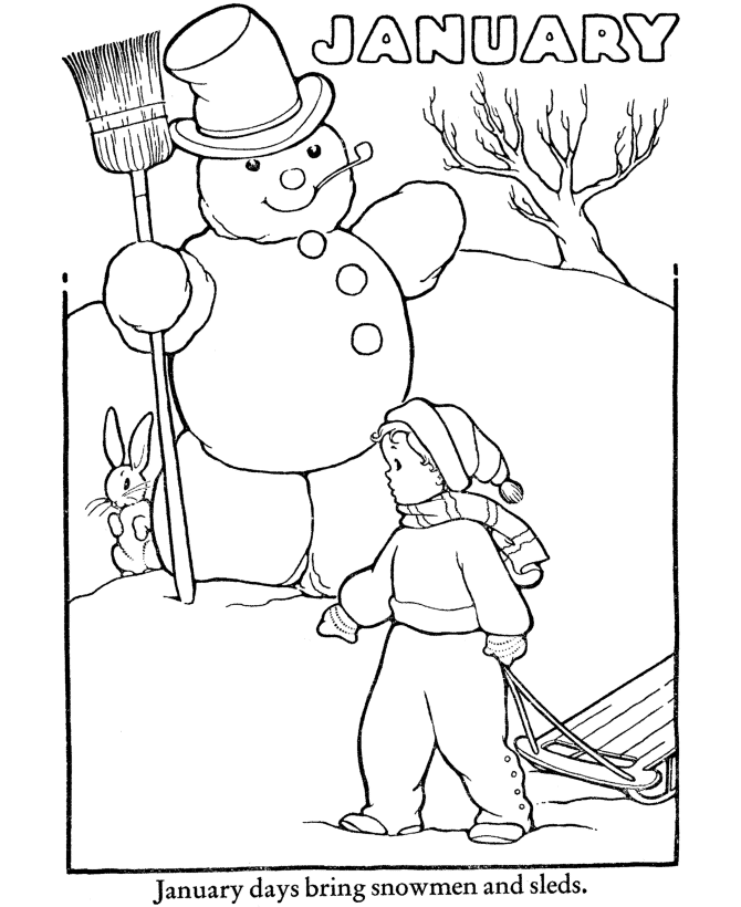 Snowman Coloring Pages Snowman January Printable 2021 5614 Coloring4free