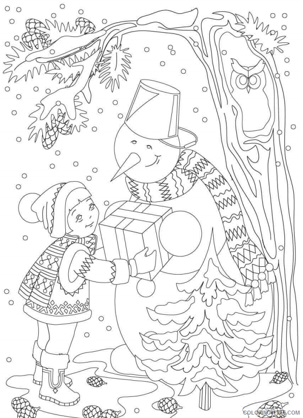 Snowman Coloring Pages little girl with snowman Printable 2021 5568 Coloring4free