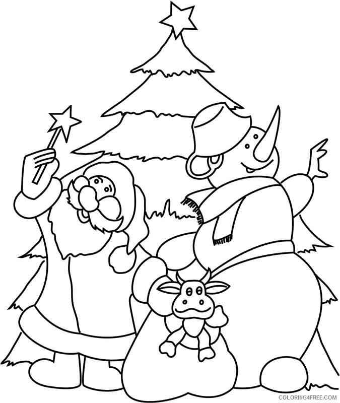 Snowman Coloring Pages santa claus with snowman Printable 2021 5574 Coloring4free