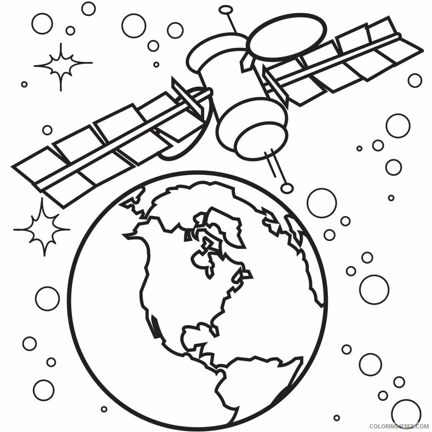 Space Coloring Pages Satellite in Space Printable 2021 5637 Coloring4free