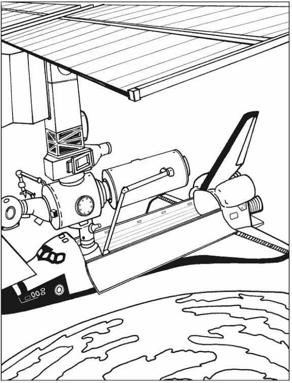 Space Coloring Pages spaceshuttle connecting to iis Printable 2021 5694 Coloring4free