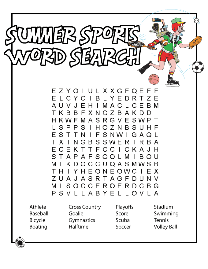 Sports Coloring Pages Summer Sports Word Search Printable 2021 5831 Coloring4free
