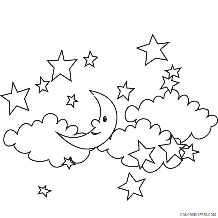 Star Coloring Pages Moon and Stars 2 Printable 2021 5862 Coloring4free