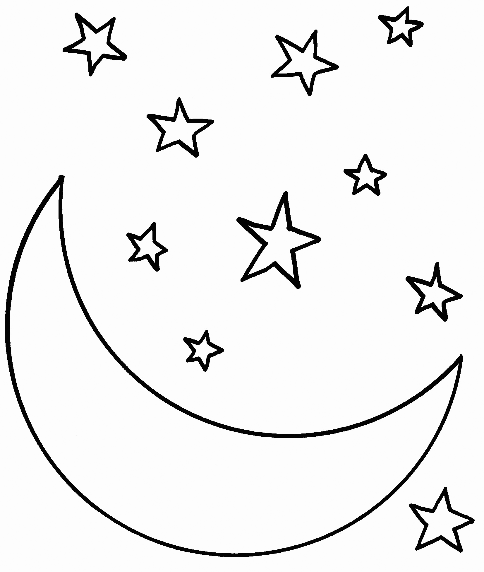 Star Coloring Pages Night Sky Moon and Stars Printable 2021 5864 Coloring4free