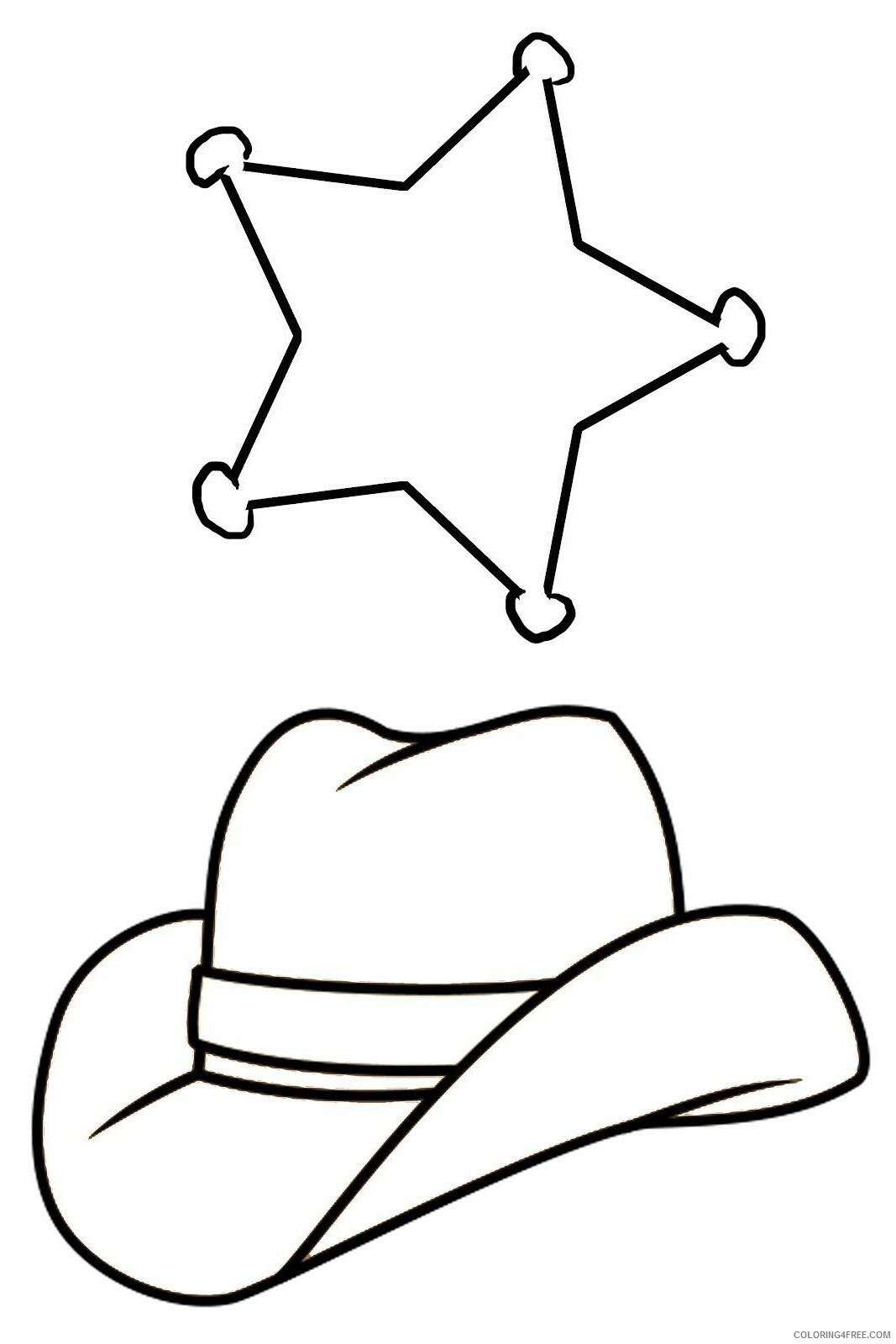 Star Coloring Pages Sherrif Hat and Star Printable 2021 5867 Coloring4free