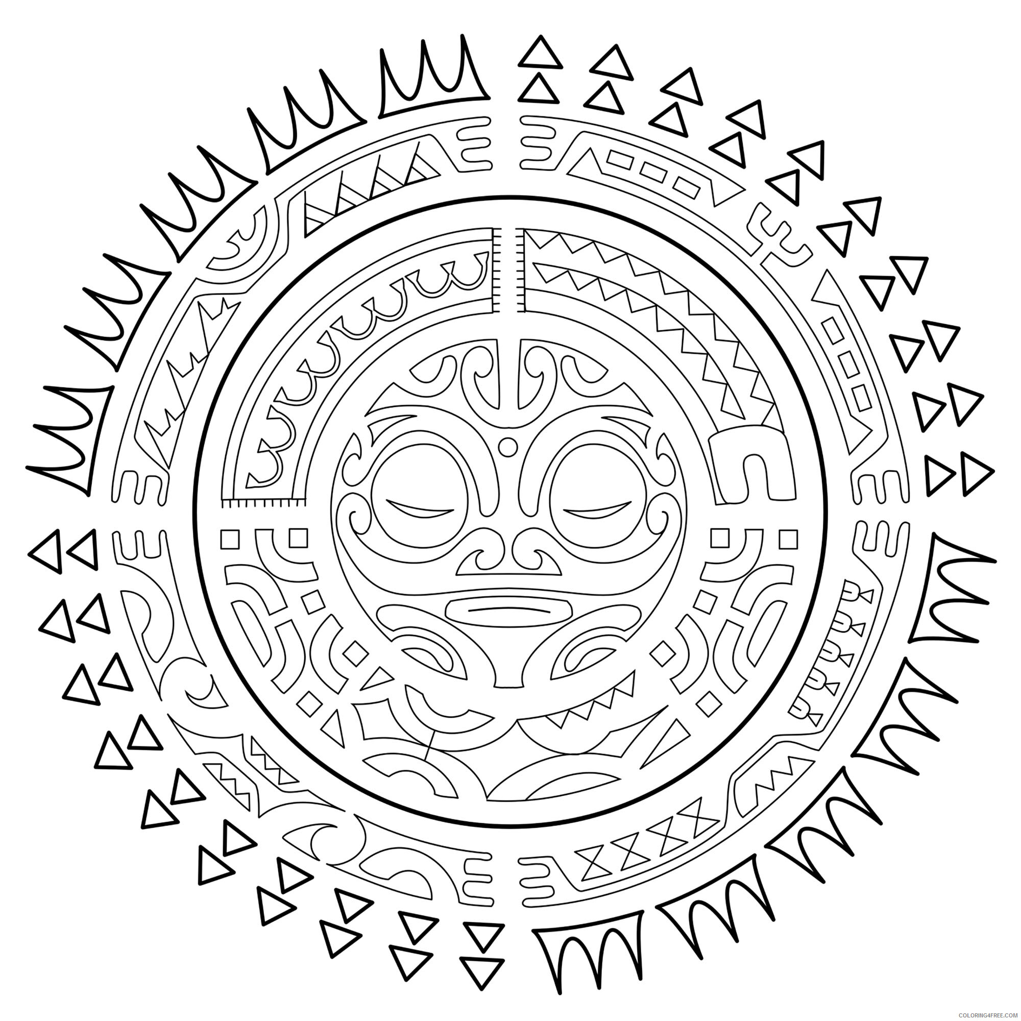 Sun Coloring Pages Aztec Sun Tattoo Adults Printable 2021 5914 Coloring4free