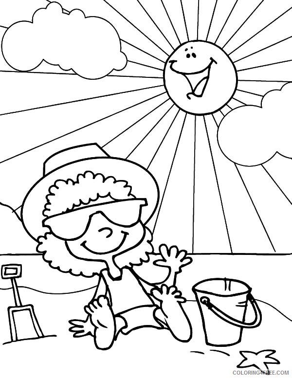 Sun Coloring Pages Sunbathing on Hawaii Beach Printable 2021 5922 Coloring4free