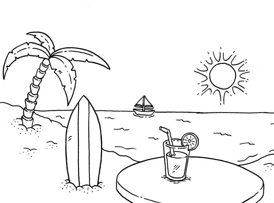 Surfboard Coloring Pages Surfboard at Beach Printable 2021 5935 Coloring4free