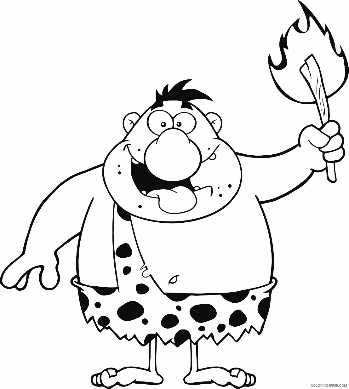 Torch Coloring Pages 1529118497_fat caveman holding a torch Printable 2021 5973 Coloring4free