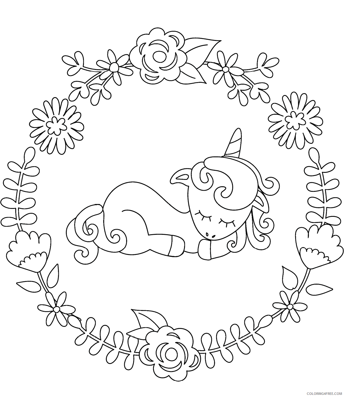Unicorn Coloring Pages baby_unicorn_sleeping Printable 2021 6020 Coloring4free