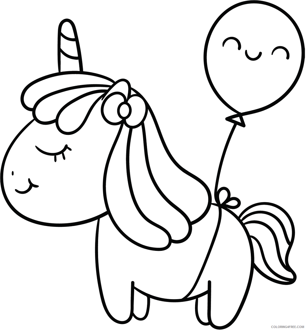 Unicorn Coloring Pages baby_unicorn_with_a_balloon Printable 2021 6021 Coloring4free