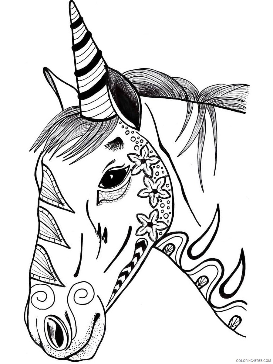 Unicorn Coloring Pages beautiful_unicorn_head Printable 2021 6024 Coloring4free