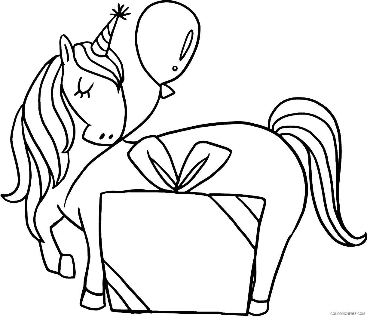 Unicorn Coloring Pages birthday_unicorn Printable 2021 6025 Coloring4free