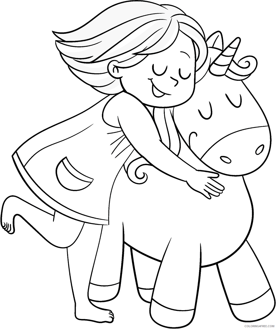 Unicorn Coloring Pages girl with unicorn Printable 2021 6037 Coloring4free