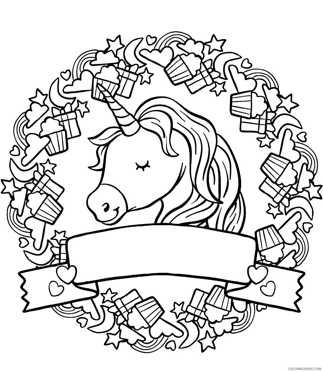 Unicorn Coloring Pages happy_face_unicorn Printable 2021 6040 Coloring4free