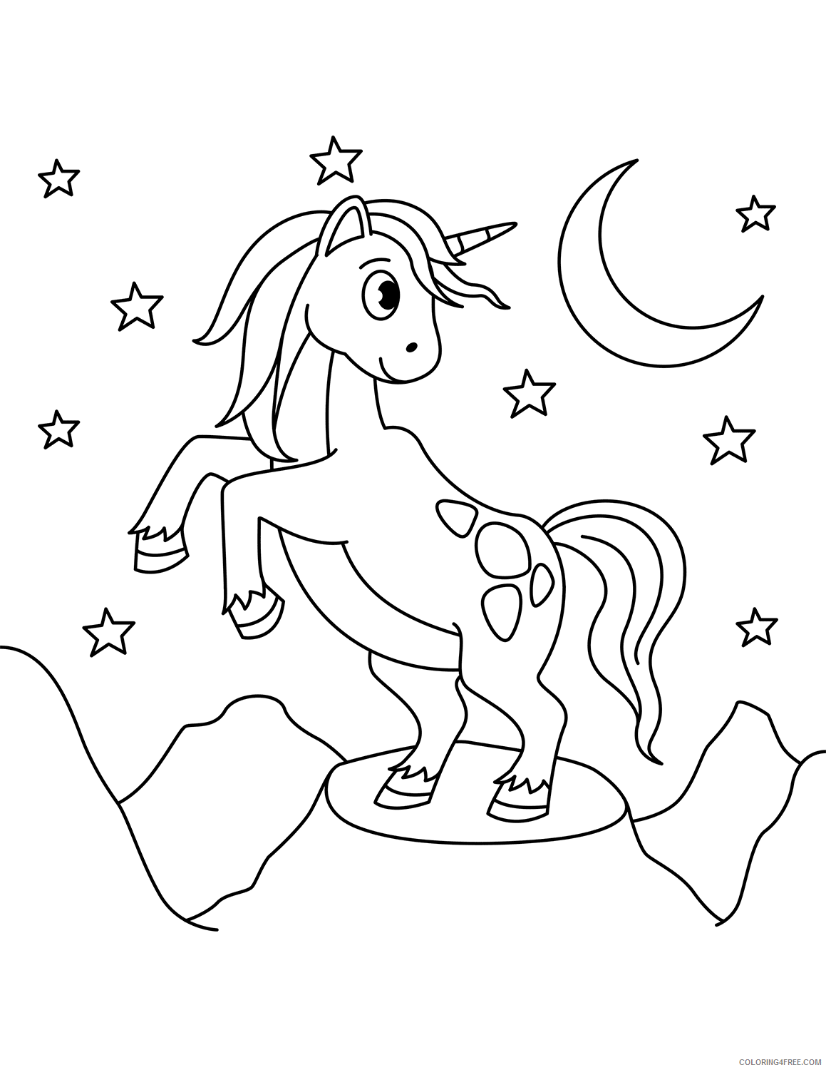 Unicorn Coloring Pages midnight unicorn Printable 2021 6044 Coloring4free