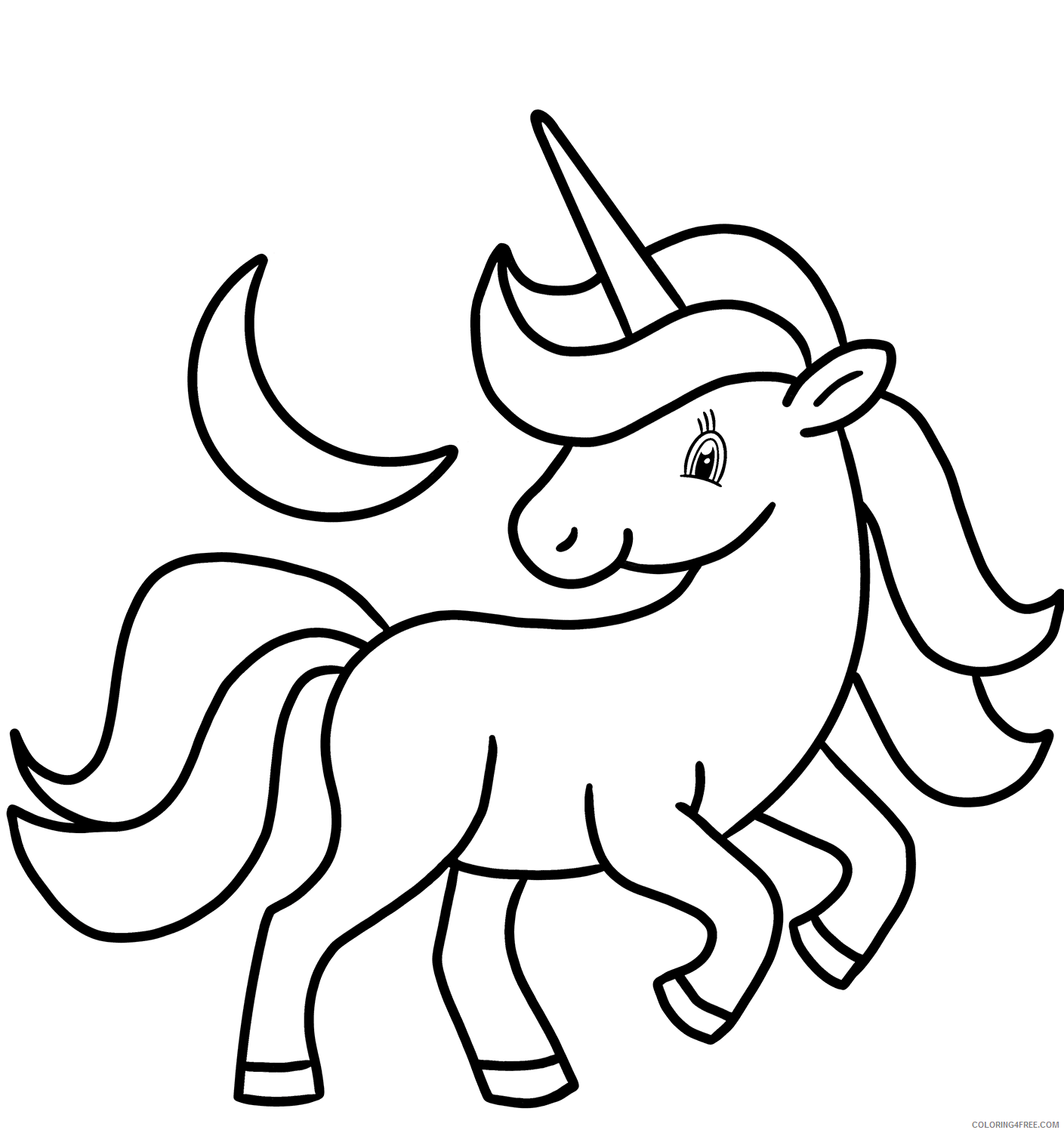 Unicorn Coloring Pages unicorn and crescent moon Printable 2021 6067 Coloring4free