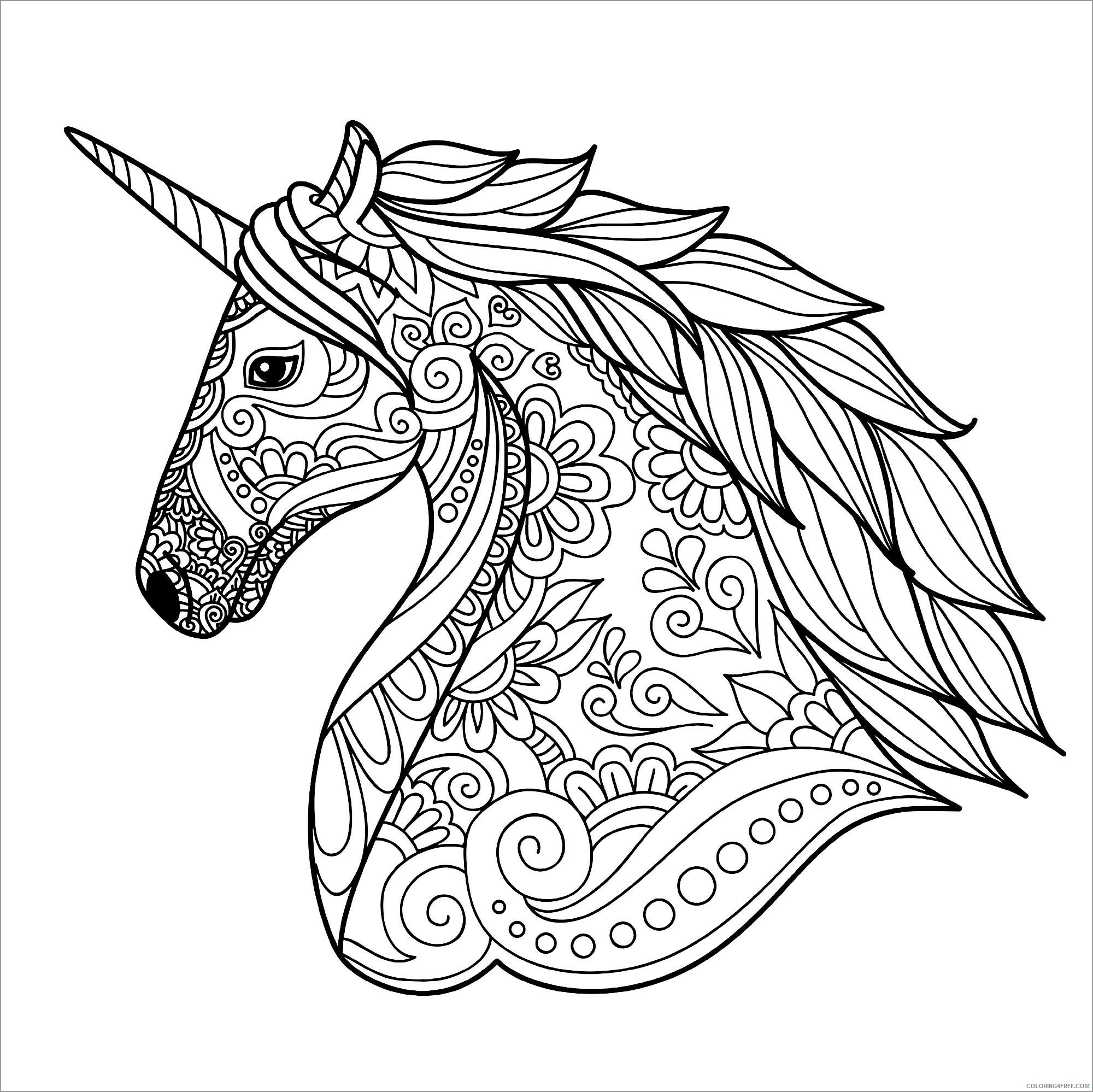 Unicorn Coloring Pages unicorn head mandala Printable 2021 6081 Coloring4free