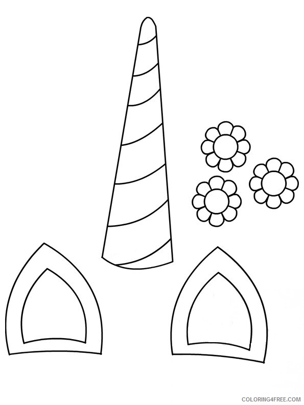 Unicorn Coloring Pages unicorn horn ears flowers Printable 2021 6082 Coloring4free