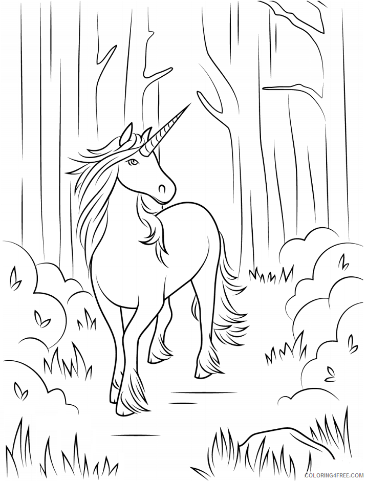 Unicorn Coloring Pages unicorn in the forest Printable 2021 6083 Coloring4free