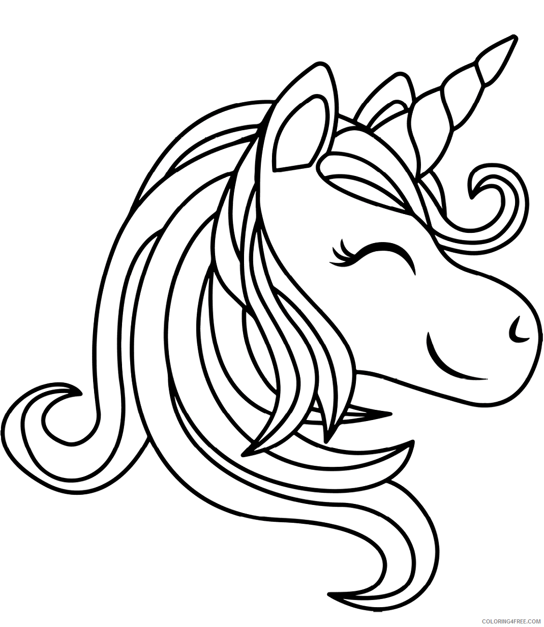 Unicorn Coloring Pages unicorn_head_smiling Printable 2021 6057 Coloring4free