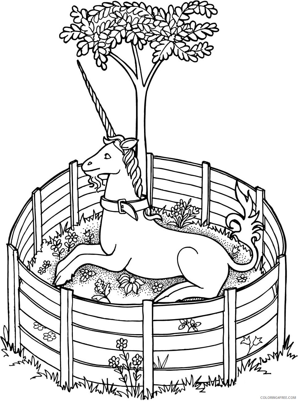 Unicorn Coloring Pages unicorn_in_cage Printable 2021 6058 Coloring4free